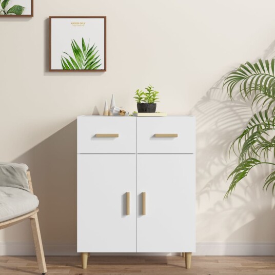 vidaXL Skjenk hvit 69,5x34x89 cm konstruert tre