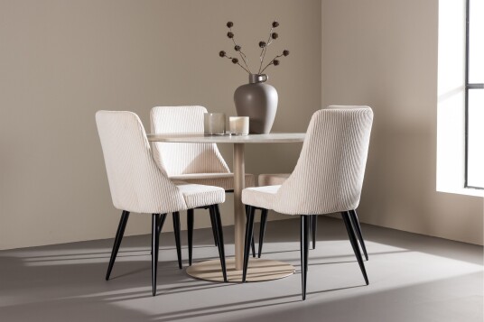 Venture Home Matgruppe Lycke 110 cm Rund med 4 Leone stoler Beige/Beige