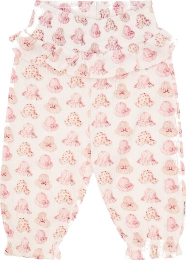 Hust and Claire Bukser - Rib - Trine - Ivory m. Hatter - Hust and Claire - 1 år (80) - Bukser - bomull Beige Hvit Rosa