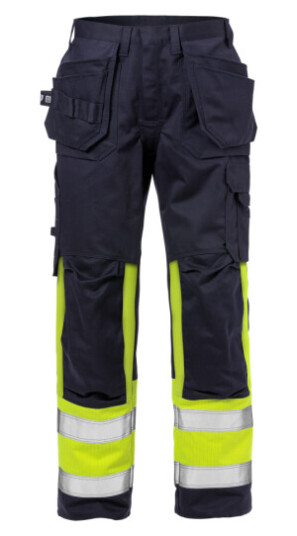 Fristads Hantverkarbyxa Flamskyddad 2586 Flam, Klass 1 Varsel Gul/marinblå D100