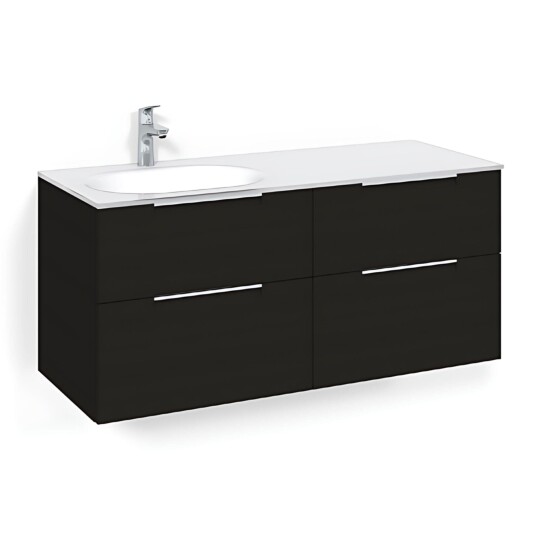 Macro Design Crown Servantskap 4-skuff - med Venstre Glasservant 120cm Svart eik / Grip Glass Edge Hvit Macro Design Crown Servantskap 4-skuff - med Venstre Glasservant 120cm Svart eik / Grip Glass Edge Hvit