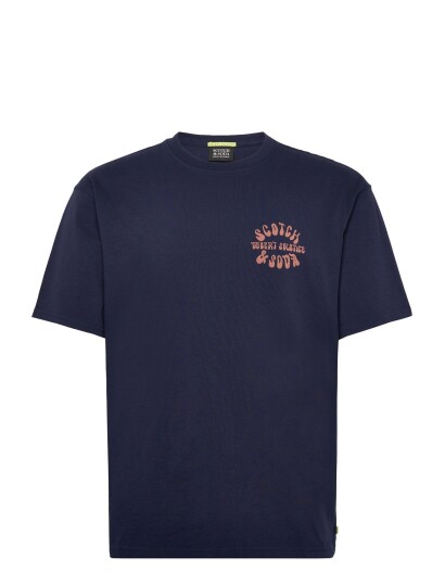 Scotch & Soda Front And Back Artwork Relaxedfit Tshirt Navy S Scotch & Soda Front And Back Artwork Relaxedfit Tshirt Navy S