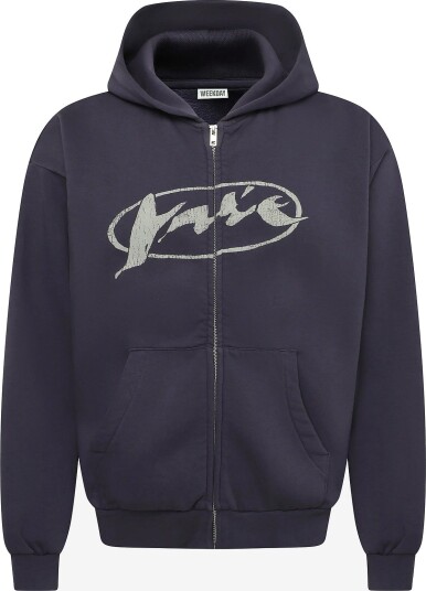 Weekday Loose Graphic Zip Hoodie   WASHED LILAC   L