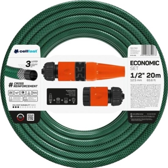 Cellfast Economic Hageslange 1/2" 20M Med Rett Sprinkler 1/2" 10 100