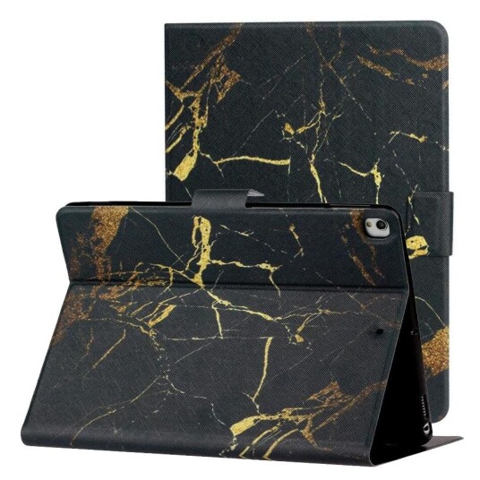 INCOVER iPad 10.2" (2021 / 2020 / 2019) Skinndeksel med Stativfunksjon & Kortholder - Svart Marmor
