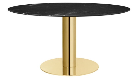 Gubi 2.0 spisebord marble black, Ø 150, messingstativ