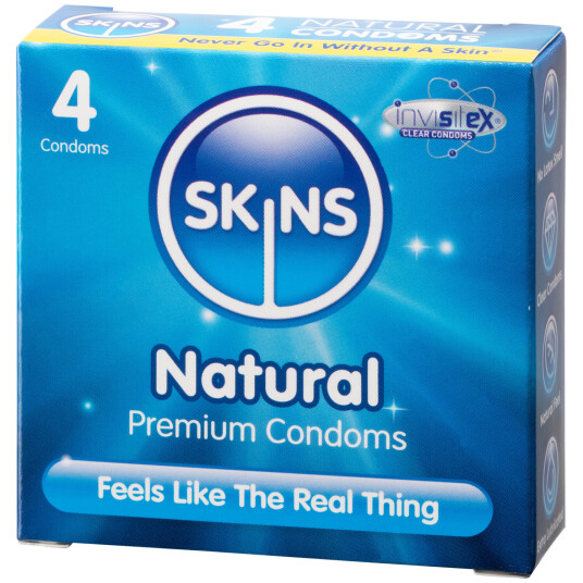 Skins Natural Kondomer 4 stk. - Klar Skins Natural Kondomer 4 stk. - Klar