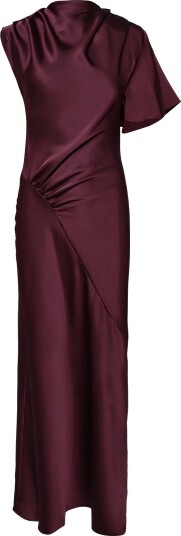 Topshop Tscindy One Shoulder Maxi Dress Wvn Burgundy 36 Topshop Tscindy One Shoulder Maxi Dress Wvn Burgundy 36