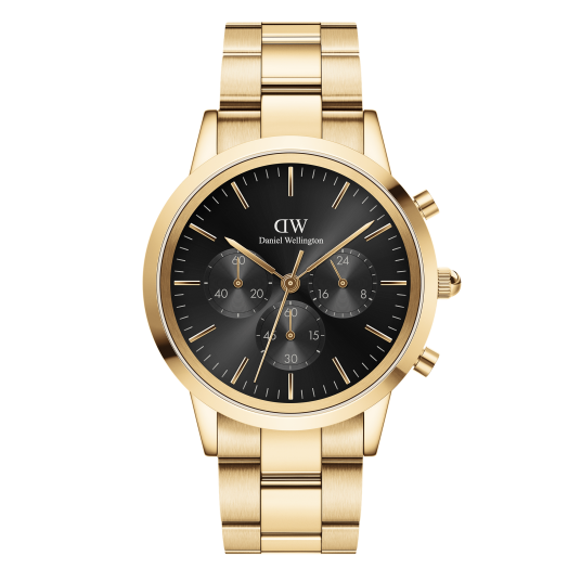 Daniel Wellington DW Watch Iconic Chronograph Link Onyx G 42mm MIC Gold