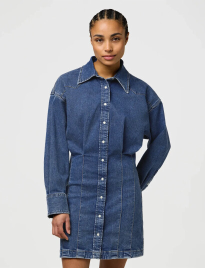 Wrangler Darted Skirt Dress - Blue - L Wrangler Darted Skirt Dress - Blue - L