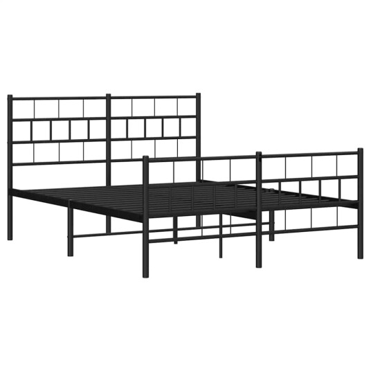 vidaXL Sengeramme i metall med hode- og fotgavl svart 135x190 cm 8721012188778