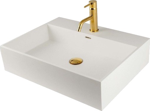 Lavabo Solid Surface servant, 60 x 45 cm, hvit