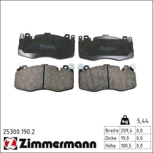 ZIMMERMANN 25300.190.2 Bremseklosser
