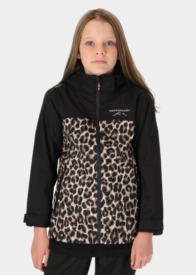 Swedemount Bodö Rain Jacket Jr Black/Leopard 170 Regnjakker Swedemount Bodö Rain Jacket Jr Black/Leopard 170 Regnjakker