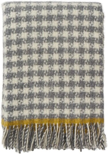 Klippan Yllefabrik Dogtooth ullpledd 130x200 cm Grey yellow
