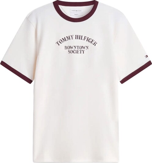 Tommy Hilfiger Graphic Varsity Ringer Tee Cream L