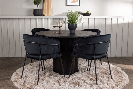 Venture Home Olivia Matgruppe 110 cm Rund med 4 Selma Stoler Sort