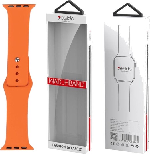 Yesido WB44 Silikonrem for Apple Watch 42/44/45mm Oransje
