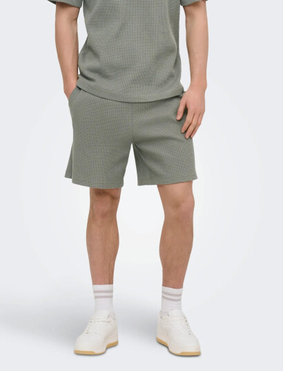 ONLY & SONS Onstobie Rlx S Waffle Shorts   Khaki green   XS