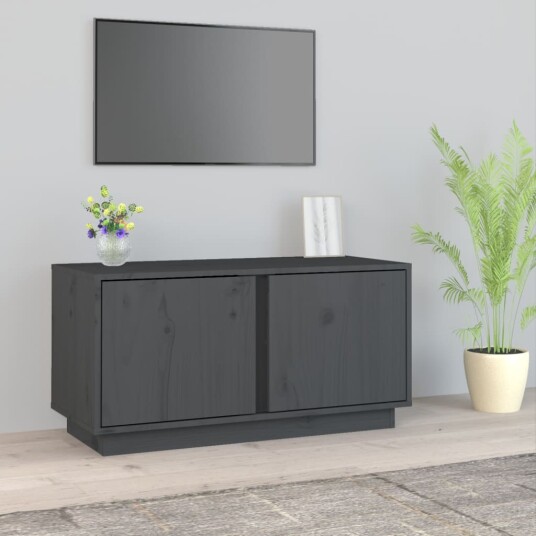 vidaXL TV-benk grå 80x35x40,5 cm heltre furu 8720845581145