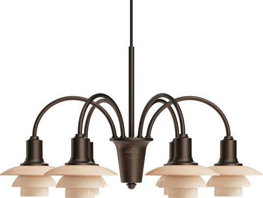 PH 1/1 Lysekrone Med 6 Armer Centenary Edition Aged Brass / Dusty Terracotta
