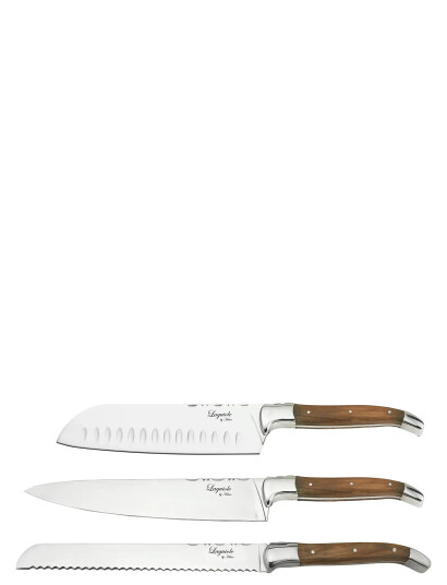 Laguiole By Hâws Laguiole By Hâws Chef Knife Set 3 Pcs + Bamboo Cutting Board Olive - Brown - ONE SIZE Laguiole By Hâws Laguiole By Hâws Chef Knife Set 3 Pcs + Bamboo Cutting Board Olive - Brown - ONE SIZE