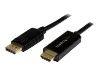 StarTech.com 6.5 ft / 2m DisplayPort to HDMI converter cable - 4K (DP2HDMM2MB) - Adapterkabel - DisplayPort hann til HDMI hann - 2 m - svart - 4K-støtte - for P/N: DK30CH2DEP, DK30CH2DEPUE, DK30CH2DPPD, DK30CH2DPPDU, DK30CHDDPPD, DK30CHDPPDUE