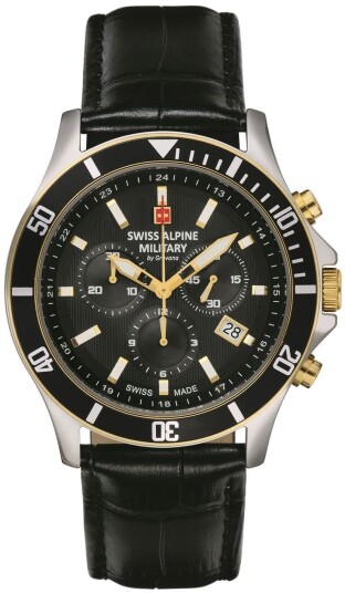 Swiss Alpine Military Herreklokke 7022.9547 Chrono Sort/Lær Ø42 mm Swiss Alpine Military Herreklokke 7022.9547 Chrono Sort/Lær Ø42 mm