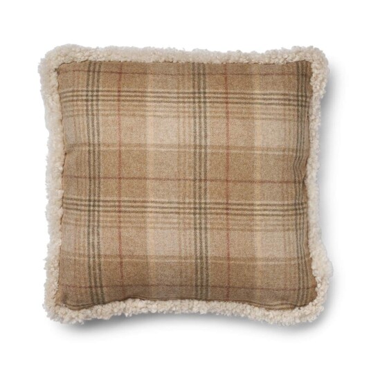 Natures Collection Checked Collection Ullpute Korthåret Dobbeltsidig 52x52 cm Sand Beige/Beige