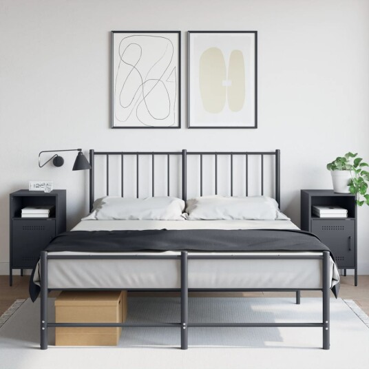  Nattbord 2 stk antrasitt 36x39x68 cm kaldvalset stål 843071
