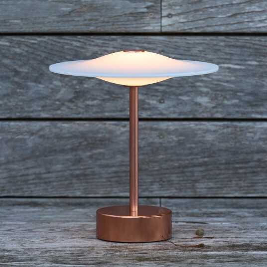 Sinus 22 bærbar LED bordlampe kobber IP44 – Piet Hein   Balkong 25 Kobber