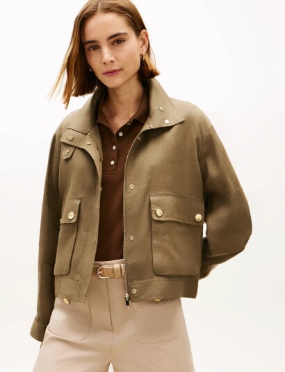 Tommy Hilfiger Linen Utility Jacket Khaki green XL