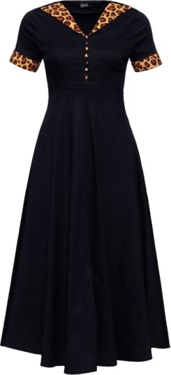 Queen Kerosin Rockabilly Middellang kjole Dottie Vintage Swing Kjole XS til 3XL Damer svart Queen Kerosin Rockabilly Middellang kjole Dottie Vintage Swing Kjole XS til 3XL Damer svart
