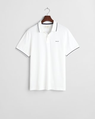 Gant Piquéskjorte med kontrast WHITE XL
