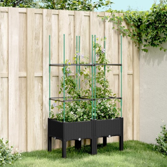 Plantekasse med espalier svart 80x40x142,5 cm PP