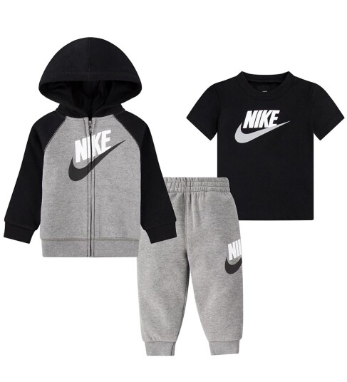 Nike Joggedress Cardigan/Joggebukser/T skjorte Karbon Heathe 24 md Joggedress Grå Svart
