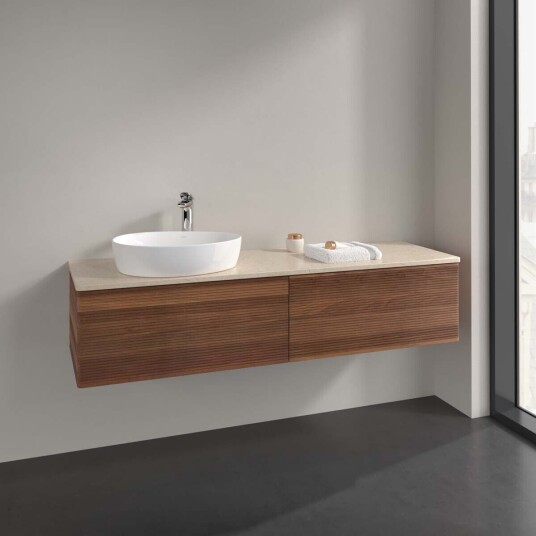 Villeroy & Boch Antao Servantskap med 2 skuffer 160x50x36 cm m/lys Valnøtt/Crème Villeroy & Boch Antao Servantskap med 2 skuffer 160x50x36 cm m/lys Valnøtt/Crème
