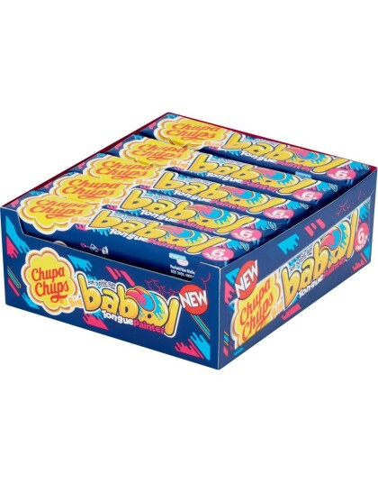 20 stk 6 pk Chupa Chups Babol Tongue Painter Tyggegummi med Blå Bringebær Smak   Hel Eske 552 gram