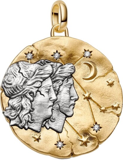 Pandora Gemini Zodiac Oversized Medallion Charm   Gold   ONE SIZE