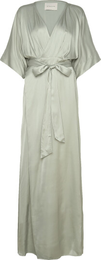 Malina Lilly Wrap Satin Maxi Dress Green S