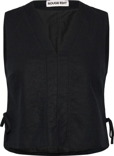 ROUGE EDIT Rousummer S/L V Neck Vest   Black   34