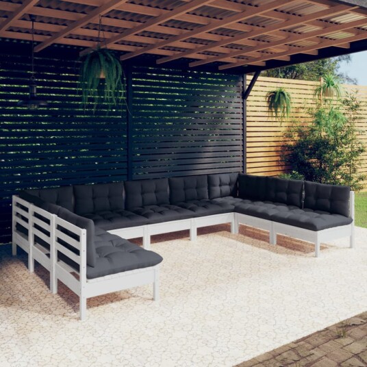  Hagesofagruppe med puter 9 deler hvit heltre furu 3097176