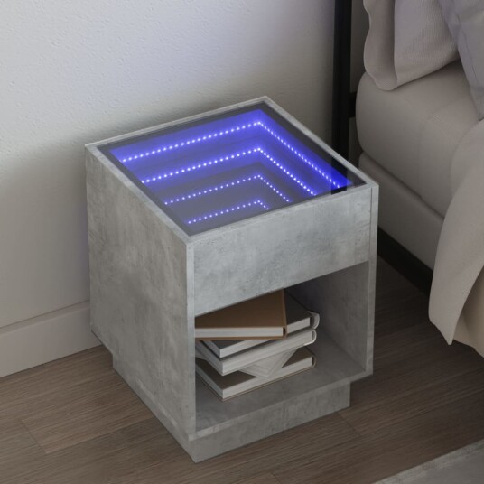Salongbord med Infinity LED betonggrå 40x40x50 cm 3284080