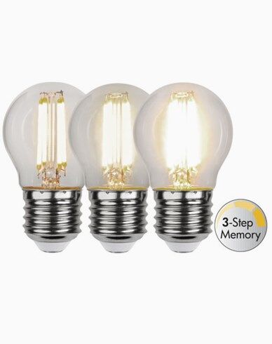Star Trading LED-pære E27 G45 Clear 3-trinns minne