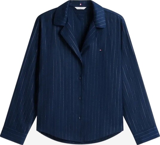 Tommy Hilfiger Lurex Ls Shirt Flannel Set - NAVY PINSTRIPE LUREX - XS
