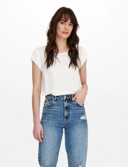 ONLY Onlvic S/S Solid Top Noos Wvn - White - 40