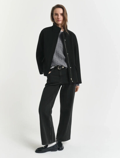 GANT Short Wool Jacket With Zip - Black - XL/XXL