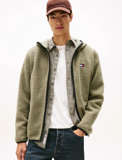 Tommy Jeans Tjm Reg Badge Teddy Zip Tru Ext - Khaki green - M