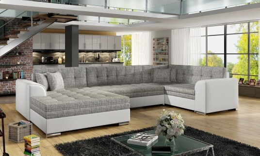 Rineta Sovesofa med Dobbeldivan Grå/Hvit