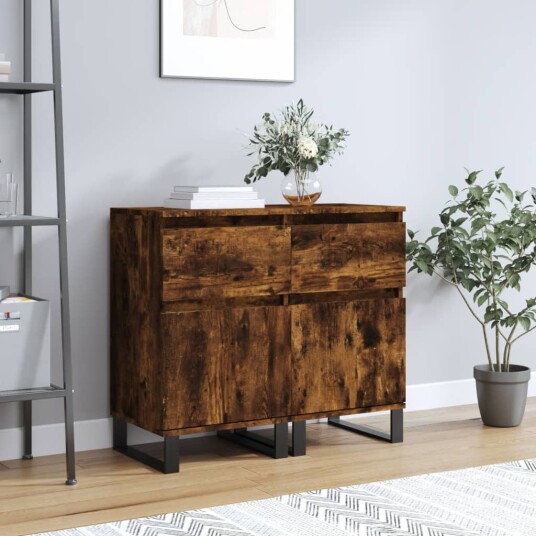 vidaXL Skjenker 2 stk røkt eik 40x35x70 cm konstruert tre